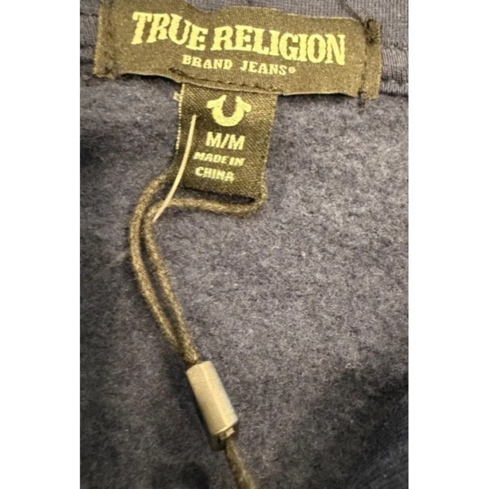 True Religion Full‎ Zip Hoodie Mens Size M Blue Embroidered Patch NWT Logo